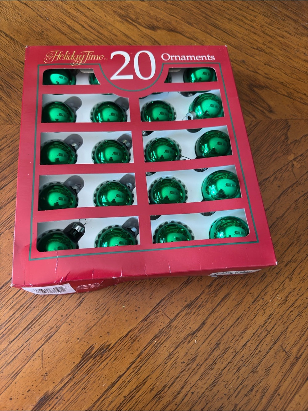 Holiday Time Green Shiny Christmas Ball Ornaments - 20-Pack